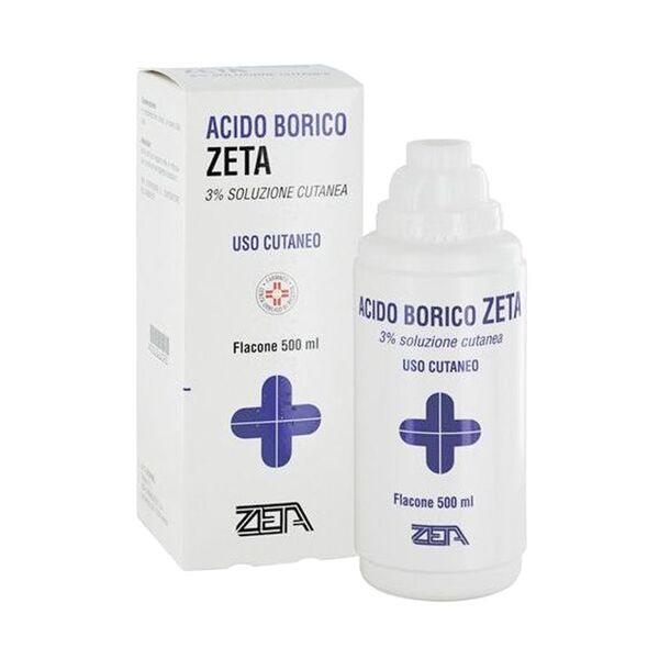 zeta farmaceutici acido borico 3% soluzione cutanea antisettico antibatterico, 500ml
