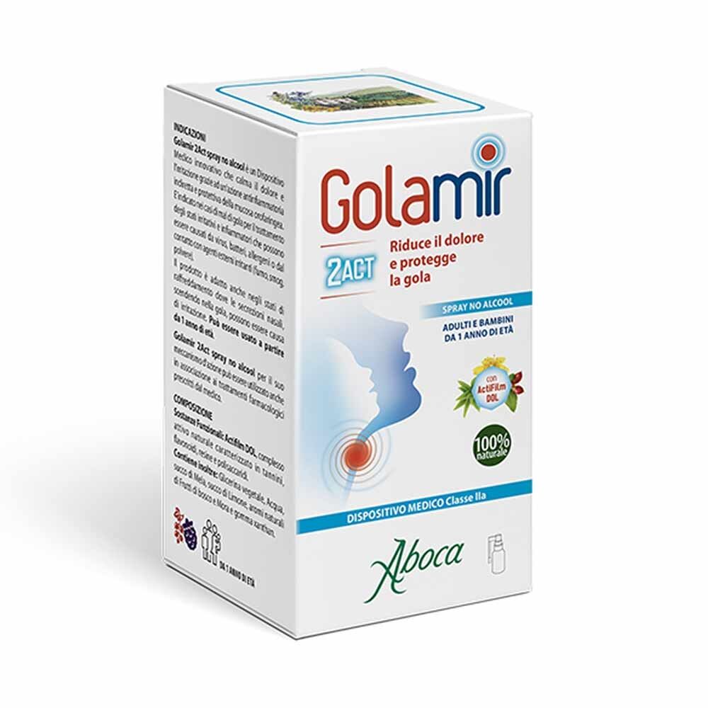 Aboca Golamir 2ACT - Spray No Alcool Dolore Irritazione Mucosa Orofaringea, 30ml
