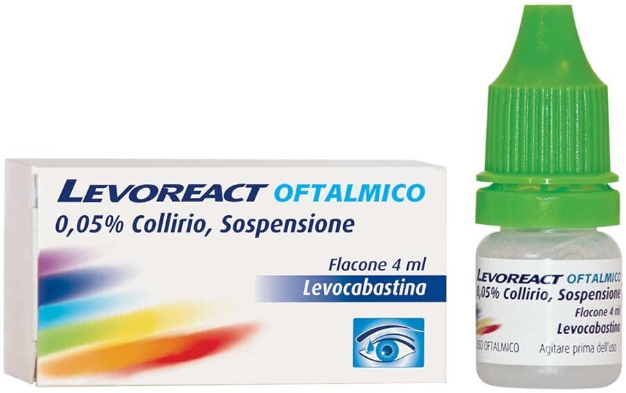 Johnson & Johnson Levoreact Ofta Oftalmico Collirio 0,05% Levocabastina Trattamento Congiuntivite Allergica, 4ml