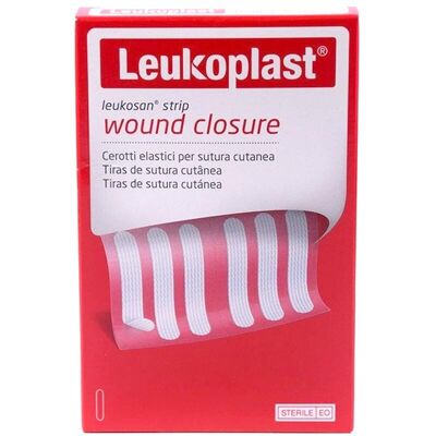 Cerotti Leukosan di Essity - 12 pezzi - 6x38mm - Chiusura ferite Cerotti Leukosan di Essity - 12 pezzi - 6x38mm - Chiusura ferite