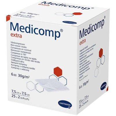 Hartmann Medicomp Extra Compresse in TNT 7,5 x 7,5 cm, 25 bustine da 2 garze Hartmann Medicomp Extra Compresse in TNT 7,5 x 7,5 cm, 25 bustine da 2 garze