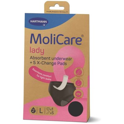 Hartmann MoliCare Lady - Slip assorbente rilavabile per l'incontinenza, 1 slip taglia L e 5 inserti Hartmann MoliCare Lady - Slip assorbente rilavabile per l'incontinenza, 1 slip taglia L e 5 inserti