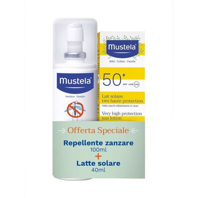 Mustela Bipack Repellente Zanzare e Solare - Kit per la protezione da zanzare e sole, 100 ml + 40 ml Mustela Bipack Repellente Zanzare e Solare - Kit per la protezione da zanzare e sole, 100 ml + 40 ml