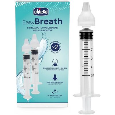 Chicco Easy Breath - Siringhe monouso per il lavaggio nasale dei bambini, 2 pezzi da 5 ml Chicco Easy Breath - Siringhe monouso per il lavaggio nasale dei bambini, 2 pezzi da 5 ml