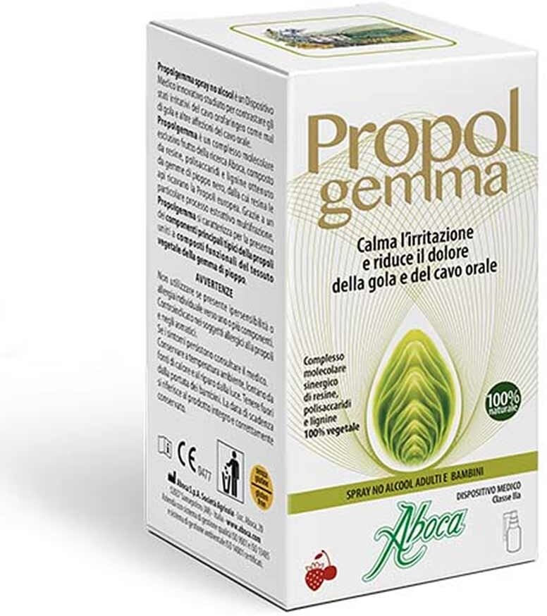 Aboca Propolgemma - Spray No Alcool Adulti e Bambini Irritazione Gola, 30ml