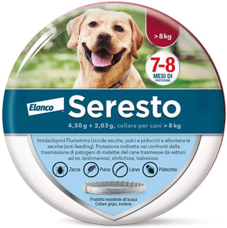 Bayer Seresto Cani 4.50 g + 2.03 g Collare Per Peso Superiore A 8 kg