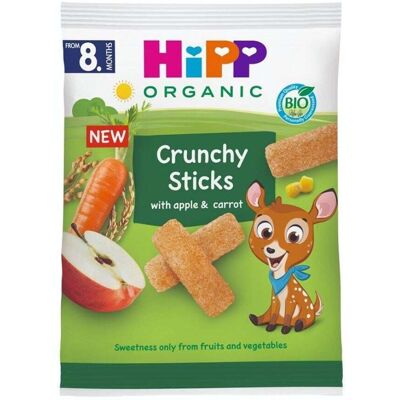 Hipp Crunchy Sticks Snack per bambini gusto mela e carota 8m+, 30g Hipp Crunchy Sticks Snack per bambini gusto mela e carota 8m+, 30g