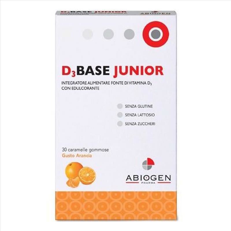 Abiogen Pharma D3Base Junior Integratore Gusto Arancia, 30 caramelle gommose