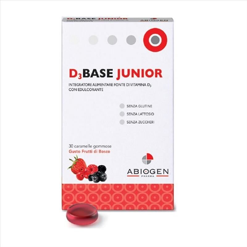 Abiogen Pharma D3Base Junior Integratore Gusto Frutti Bosco 30 Caramelle Gommose