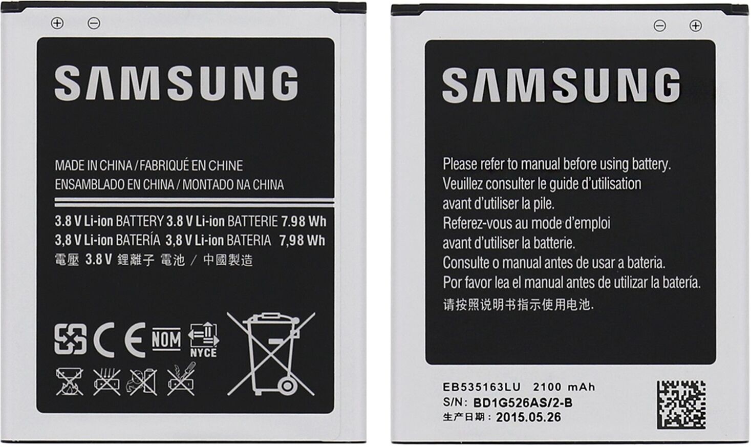 Samsung Batteria Originale EB535163LU 2100mAh Per Galaxy Grand Duos GT-i9082