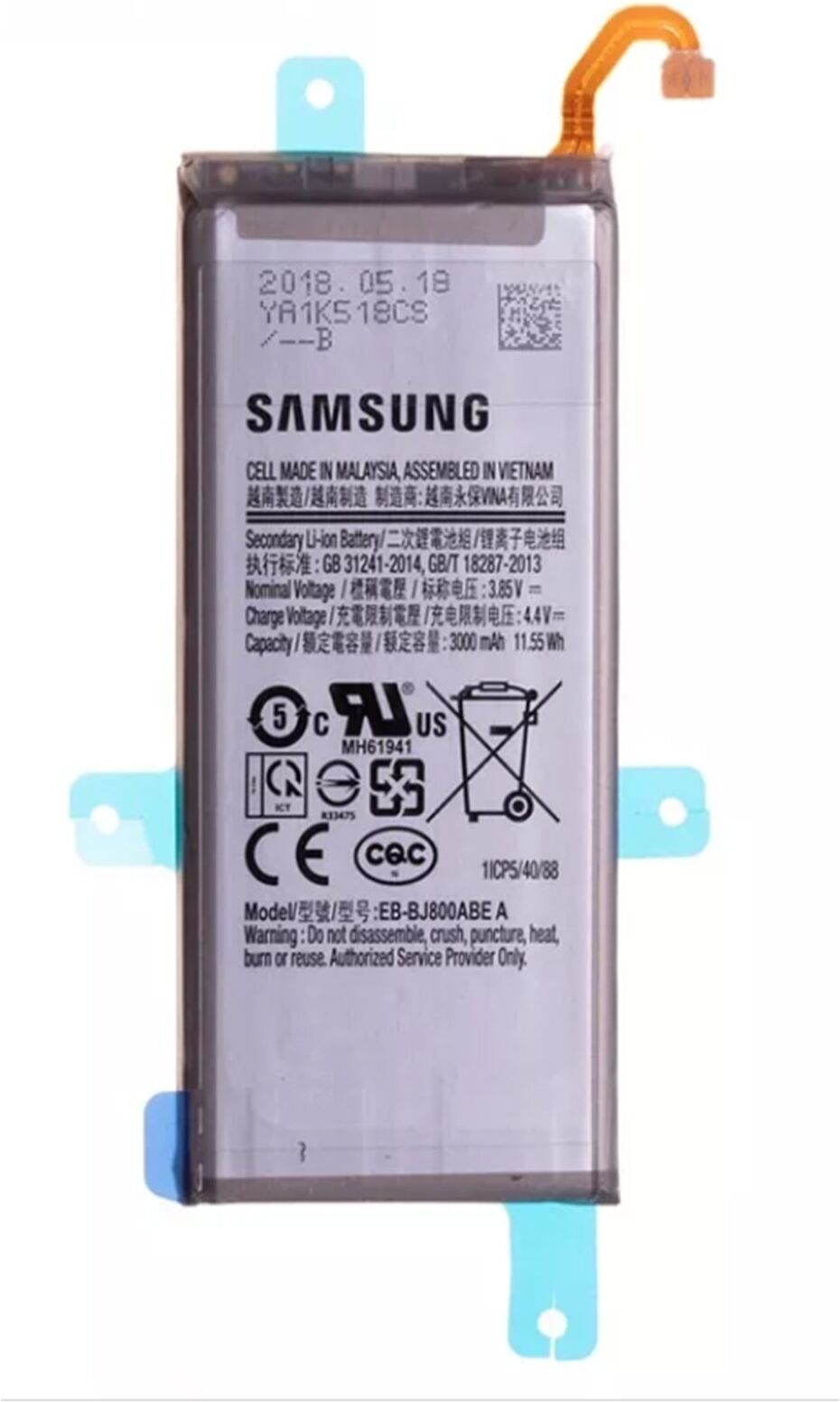 Samsung Batteria Pila Originale EB-BJ800ABE 3000mAh Per Galaxy A6 2018 J6 2018