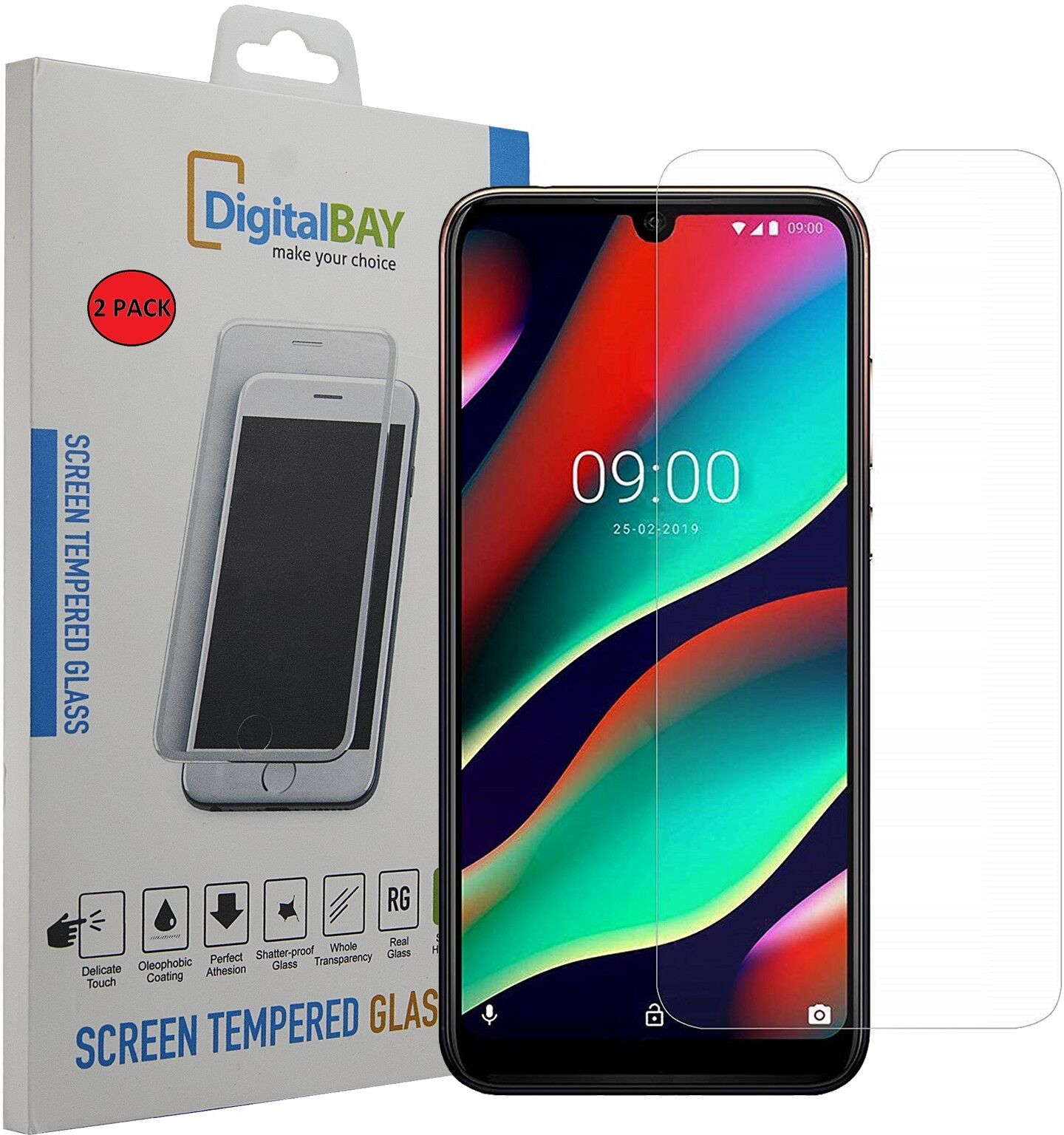 DIGITAL BAY 2X Pack Pellicola Protettiva Display Vetro Temperato Per Wiko View 3