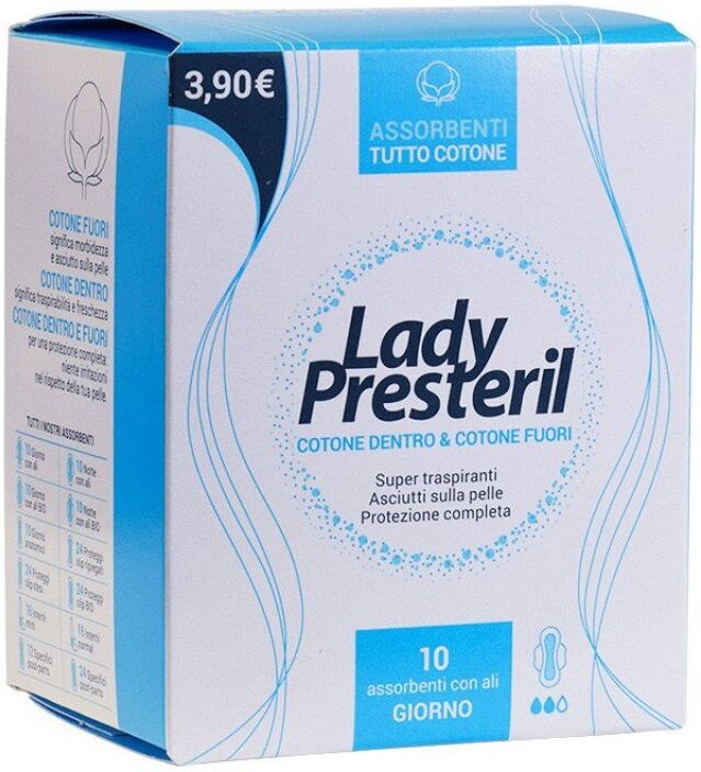 corman lady presteril cotone 10 assorbenti con ali giorno