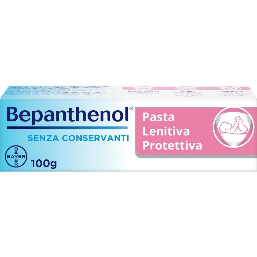 bayer spa bepanthenol pasta lenitiva protettiva, con pantenolo senza cortisone, per prurito e irritazione da pannolino, 50g
