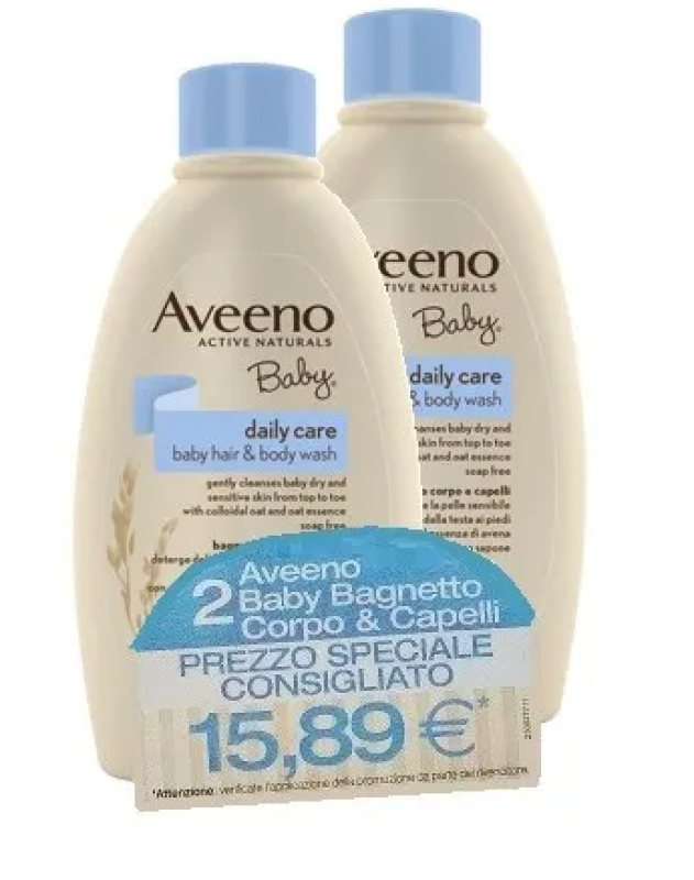 johnson & johnson bagnetto corpo - capelli aveeno baby 2x250ml