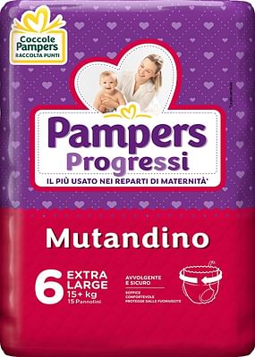 fater spa pampers progressi mutandina xl 15 pezzi