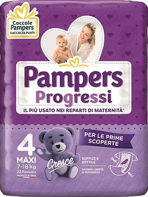 fater spa pampers progressi maxi pannolino 4 7 18kg 22 pezzi