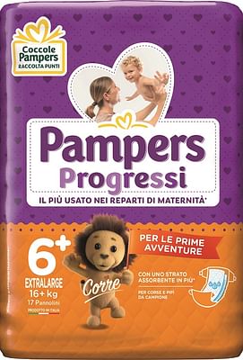 fater spa pampers progressi extralarge pannolino 6+ 16+kg 17 pezzi