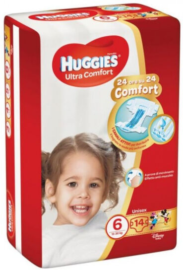 kimberly clark italia pannolino huggies ultra comfort base 6 14 pezzi (15-30kg)