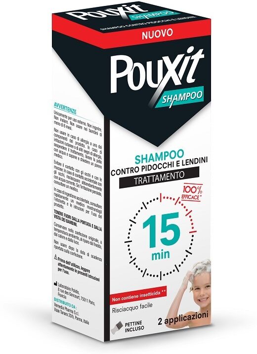 cooper consumer health it srl pouxit shampoo antipidocchi e lendini azione 2 in 1, con pettine incluso, da 6 mesi di età, flacone da 200ml