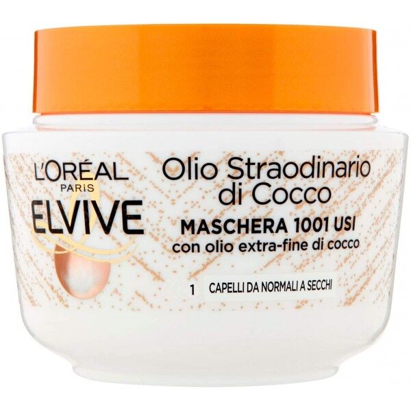 Antica Farmacia Orlandi L'Oreal Elvive Maschera Capelli Olio Straordinario 1001 Usi 300ml.Olio Extra Fine Di Cocco