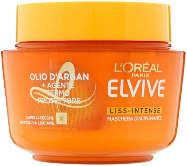 Antica Farmacia Orlandi L'Oreal Elvive Maschera Capelli Disciplinante Liss Intense 300ml.Olio Di Argan E Termo Protettore