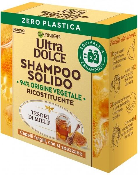 Antica Farmacia Orlandi Garnier Ultra Dolce Shampoo Solido Ricostituente 60gr.Tesori Di Miele Capelli Fragili Che Si Spezzano