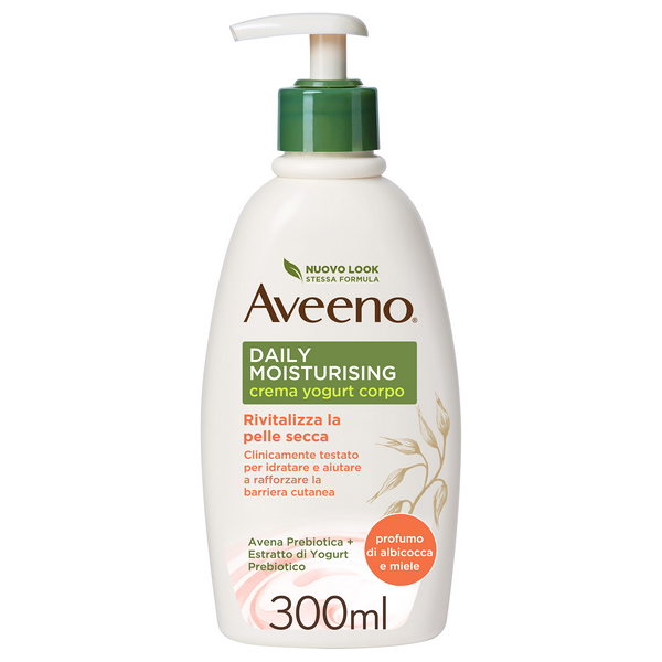 johnson & johnson aveeno crema corpo yogurt albicocca e miele 300ml