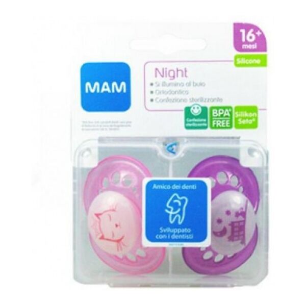 baby italia mam air night succhietto 16+ mesi silicone doppio maschio