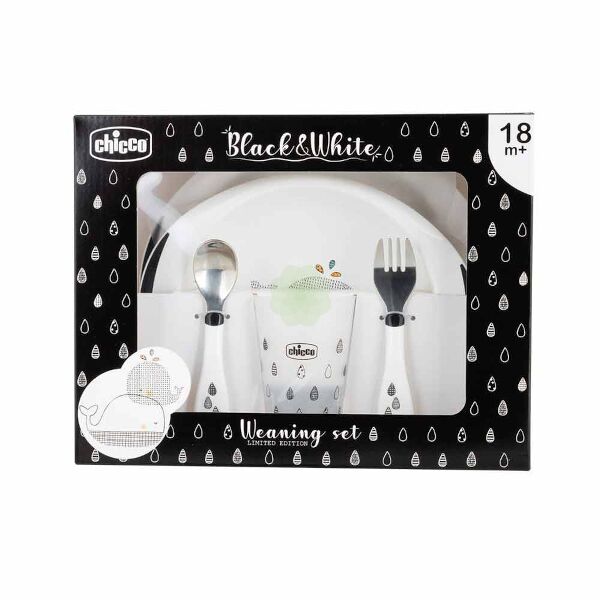 chicco set pappa blackwhite 18m+ whales