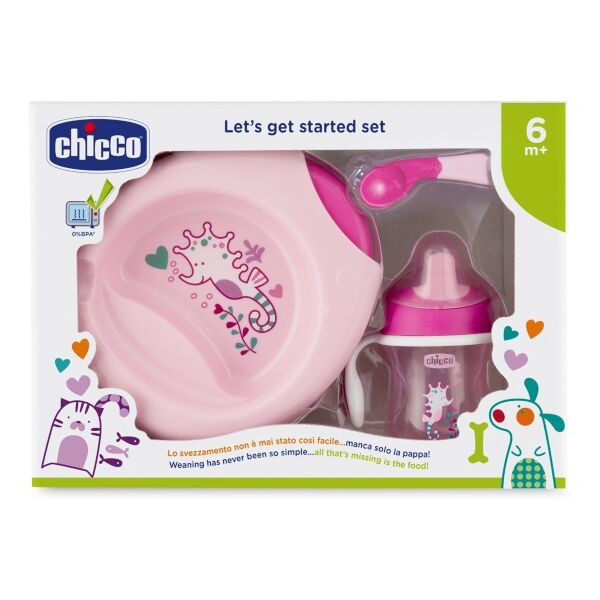 chicco set pappa rosa con cucchiaio 6m+