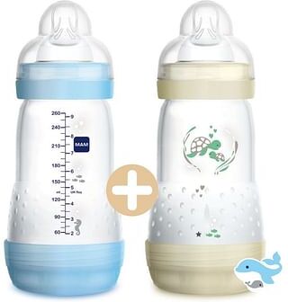 baby italia mam biberon easy start 260ml doppia confezione maschio