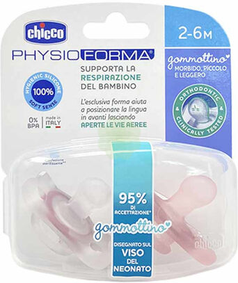 chicco gommato physio girl silicone 2-6m 2 pezzi