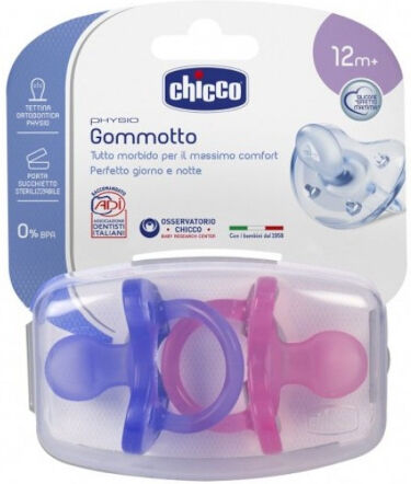 chicco gommotto physio silicone bimba 12m+ 2 pezzi