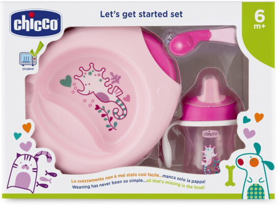 chicco set pappa rosa con cucchiaio 6m+