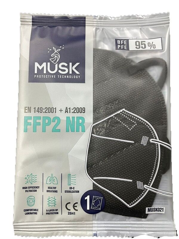 Dispositivi Anti-Covid Mascherina Ffp2 Nera Musk 10pz