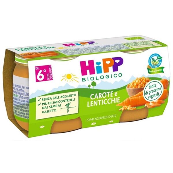 hipp italia srl carote e lenticchie hipp biologico 2x80g