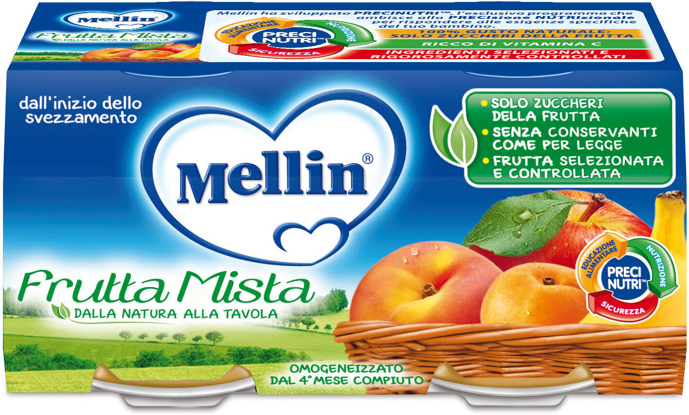 omogeneizzato mellin frutta mista 2x100g