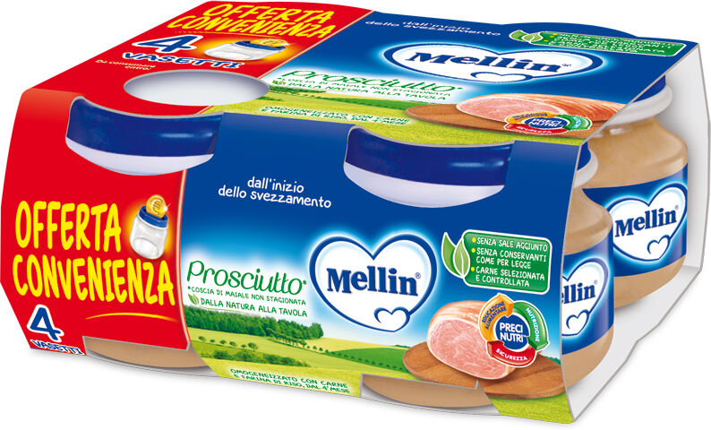 danone nutricia spa soc.ben. mellin omogeneizzato prosciutto 4x80g