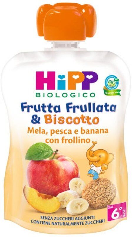 Hipp Italia Srl Frutta Frullata & Biscotto Hipp Biologico Mela Pesca Banana 90g