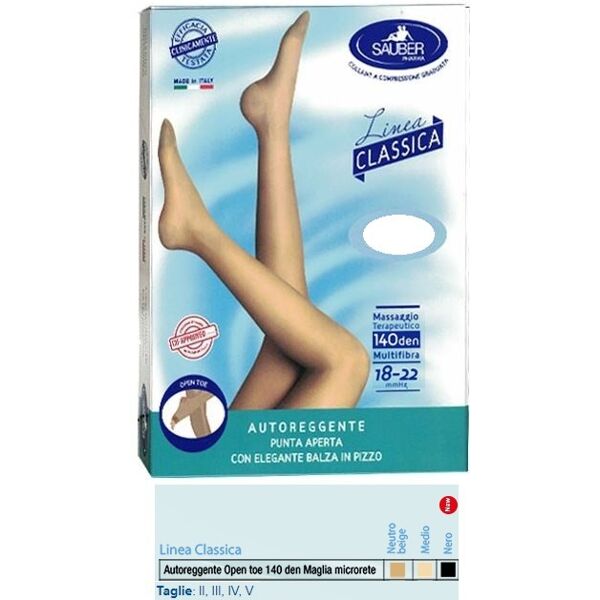 desa pharma sauber autoreggente open toe maglia microrete 140 den colore neutro beige taglia 5 linea classica