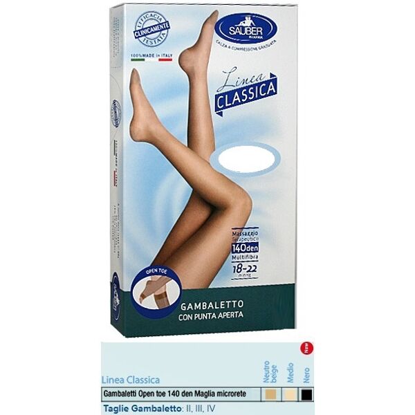 desa pharma srl sauber gambaletto open toe maglia microrete 140 den colore nero taglia 3 linea classica