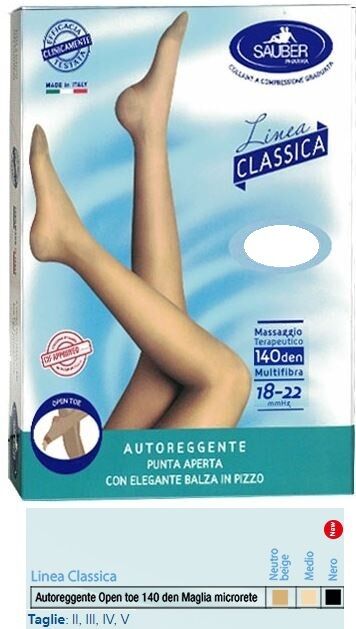 Desa Pharma Srl Sauber Autoreggente Open Toe Maglia Microrete 140 Den Colore Neutro Beige Taglia 3 Linea Classica