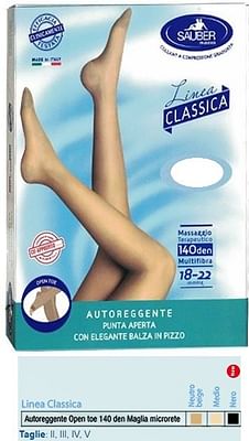 Desa Pharma Sauber Autoreggente Open Toe Maglia Microrete 140 Den Colore Neutro Beige Taglia 4 Linea Classica