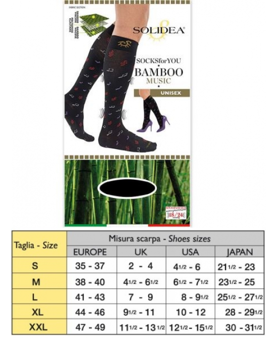 Solidea By Calzificio Pinelli Socks For You Bamboo Music Nero Xl