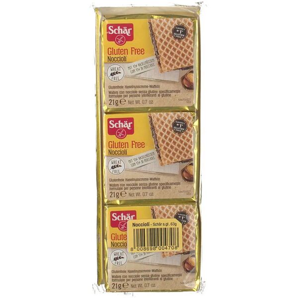 schar noccioli' wafers con nocciole 3 pezzi da 21 g