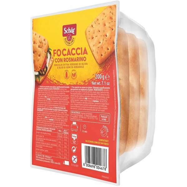 dr.schar spa schar focaccia con rosmarino senza lattosio 200 g