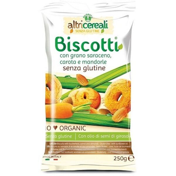 probios spa societa' benefit altricereali biscotti di grano saraceno con carota e mandorle bio 250 g