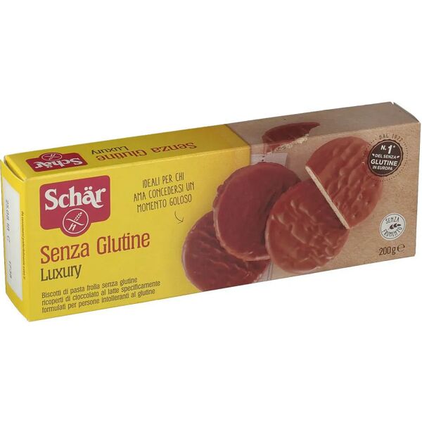 schar luxury biscotti di pasta frolla ricoperti di cioccolato al latte 200 g