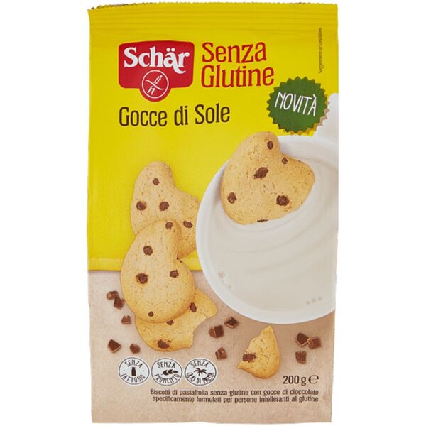 schar gocce di sole biscotti di pastafrolla con gocce di cioccolato fondente senza lattosio 200 g